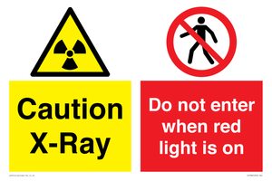 Caution X-Ray. Do not enter when red light is on